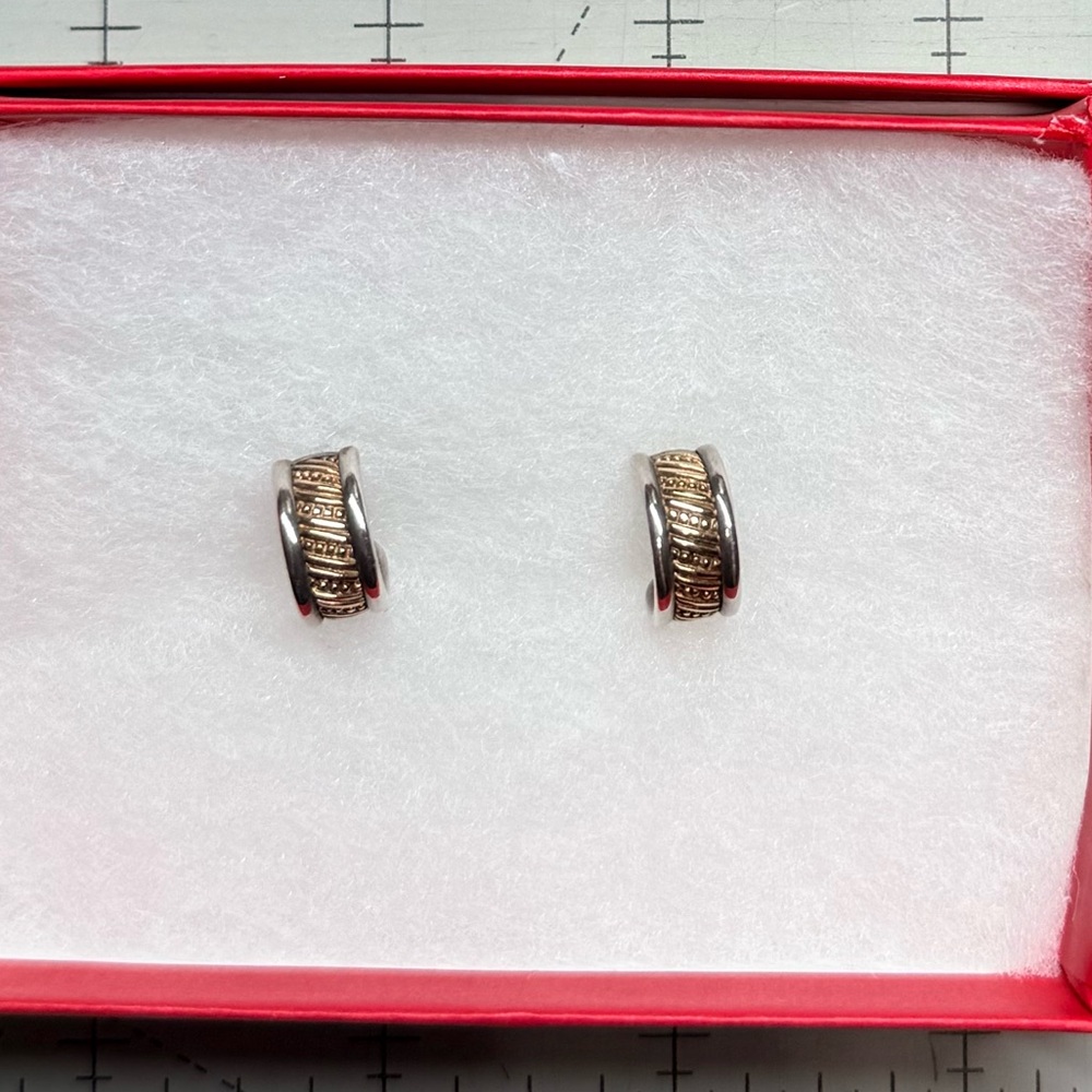James Avery Retired 14 Gold Bead Stripes and Sterling Huggies